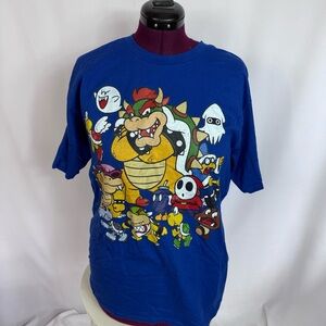 Nintendo Bowser Super Mario Villains Graphic T Shirt Large Gamer Tee